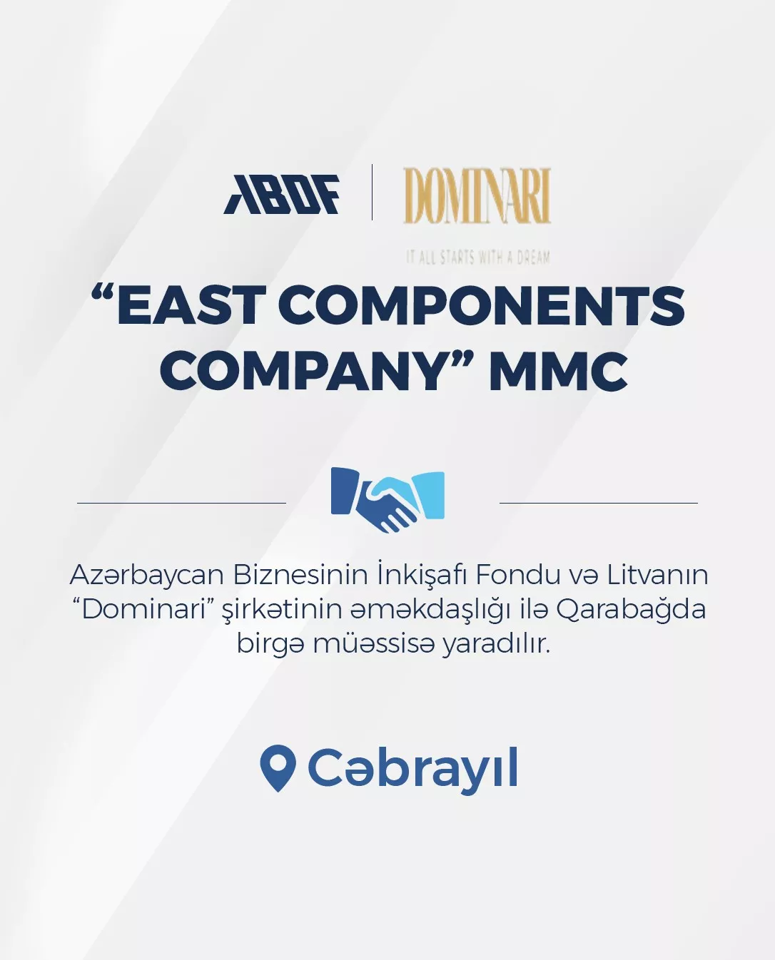 ABDF Litvanın “Dominari” şirkəti ilə birgə istehsal müəssisəsi yaradır